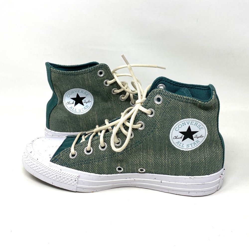 Converse Ctas Shoes Women High Top Forest Pine Green White Size Sneakers 171414F - Picture 2 of 9